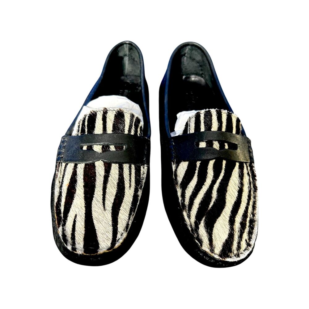 Mercanti Fiorentini Zebra Leather Penny Loafer 8.5 Avant Garde Maximalist Chic